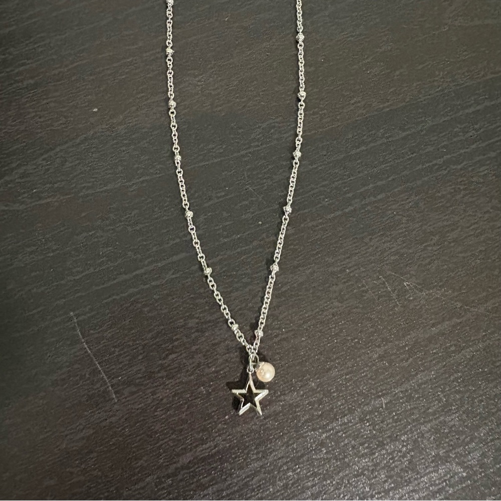 Majorica Silver Star and Pearl Pendant Necklace